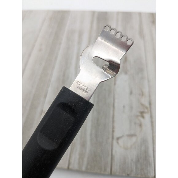 Stainless Steel Citrus Zester With Black Non-Slip Handle 6" - Picture 7 of 8